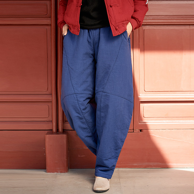 2021冬季棉麻夹棉灯笼裤宽松阔腿裤女胖mm大码瑜伽裤亚麻长裤子,淘宝优惠券,粉丝福利购,淘宝优惠卷