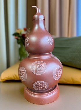 满意紫砂全手工制作精品朱泥大红袍葫芦宝瓶刻绘26*14卖掉可定制