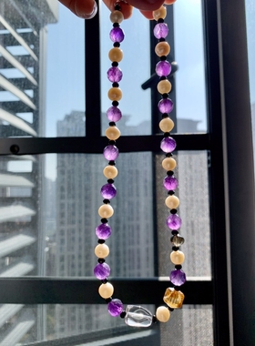 紫水晶珍珠项链温柔气质风女