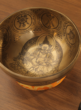 满月雕刻颂钵冥想音疗瑜伽钵