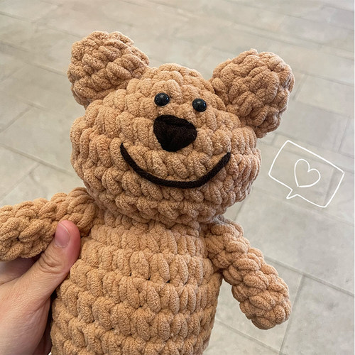 手工编织DIY钩针材料包情侣小熊安抚玩具女友礼物解闷减压玩偶 - 图1