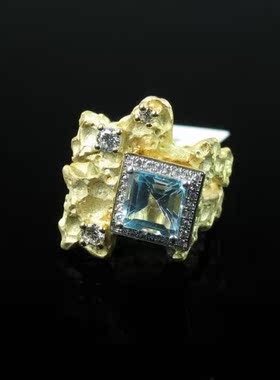 进口925银包金镶天然托帕石彩宝