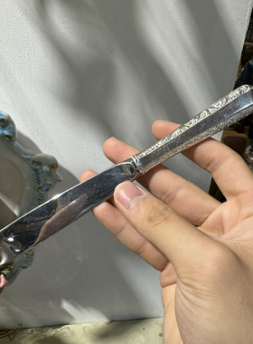 新品推荐美国塔尔公司925纯银卷草纹饰牛排刀