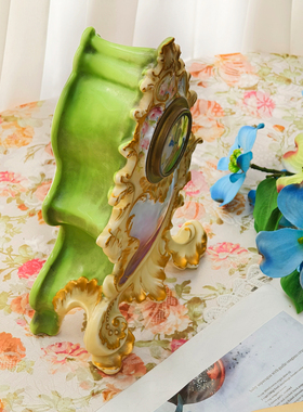 陶瓷钟表机械座钟手绘摆件