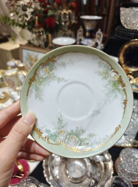 新品 法国TV手绘白玫瑰茶杯咖啡杯