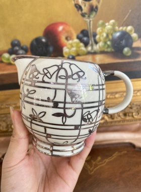 纯银包边花卉陶瓷奶壶