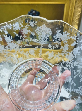 新品 蚀刻双耳鎏金果盘