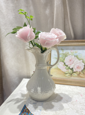 新品推荐伯利克玫瑰绿叶浮雕陶瓷冷水壶