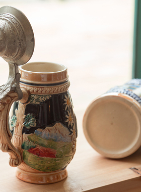 带盖陶瓷德国马克杯欧式风摆件