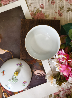 13.5cm花纹手绘糖碗meissen