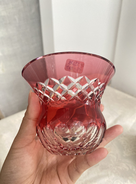 日本江户切子竹之膳蔓越莓水晶花器