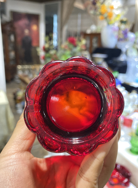 美国大萧条时期中古宝石红果汁杯