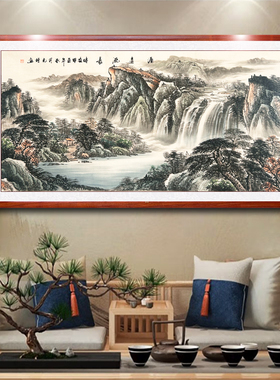 手绘山水画聚宝盆画东墙客厅挂画