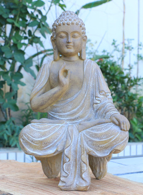 释迦牟尼如来佛像鱼缸鱼池造景