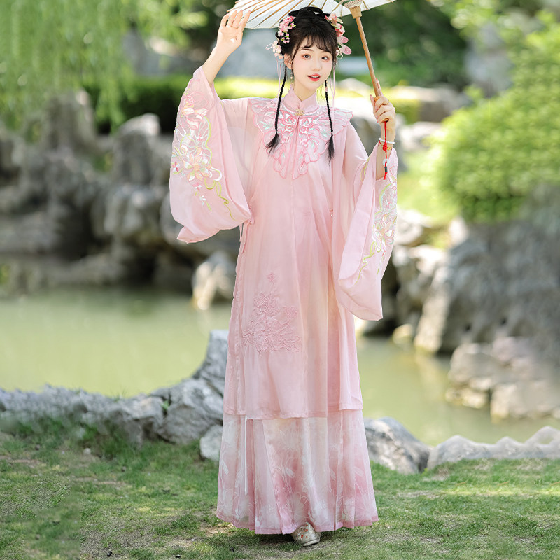 新款原创夏款簪花汉服女明制粉色云肩重工刺绣立领斜襟马面裙套装,淘宝优惠券,粉丝福利购,淘宝优惠卷