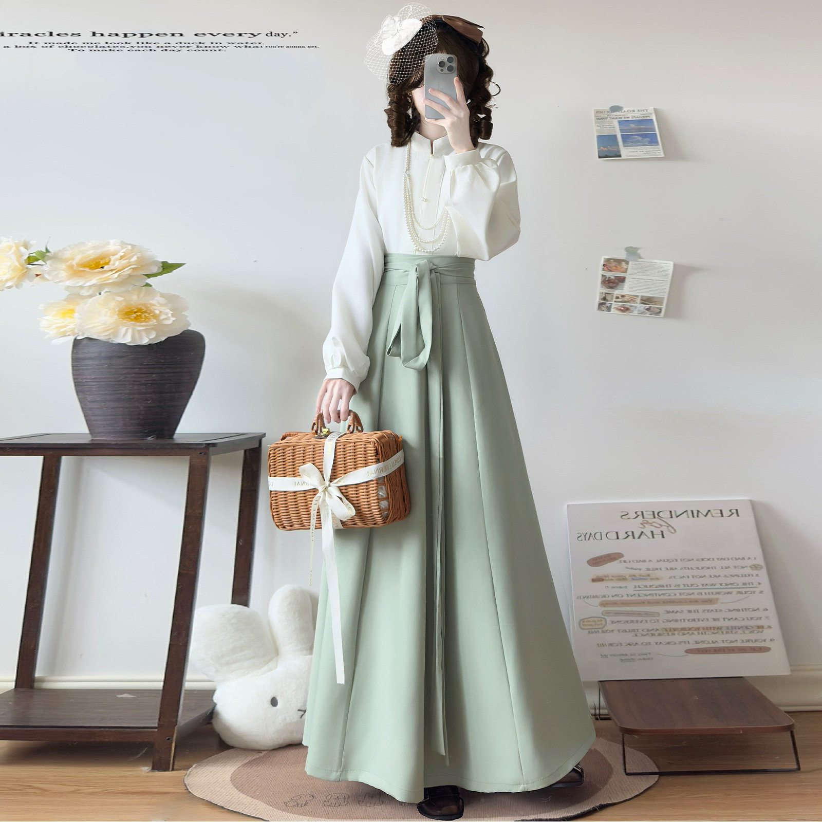 九尘原创汉服【暖暖】 女新中式斗篷立领衫破裙日常秋冬款套装,淘宝优惠券,粉丝福利购,淘宝优惠卷