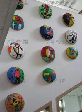 小学幼儿园校绘画画匾装饰壁挂饰品环境布置竹编半球筲箕簸箕筛子