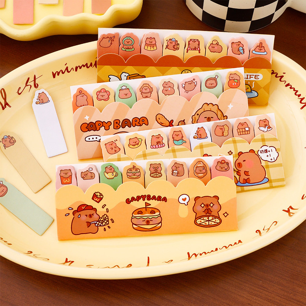 水豚排排站便利贴学生可爱标记索引贴卡皮巴拉便签纸N次贴小礼物,淘宝优惠券,粉丝福利购,淘宝优惠卷