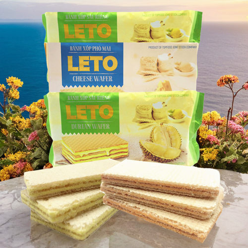200g*3袋榴莲味威化饼干越南原装进口正品LETO奶酪味夹心好吃零食 - 图2
