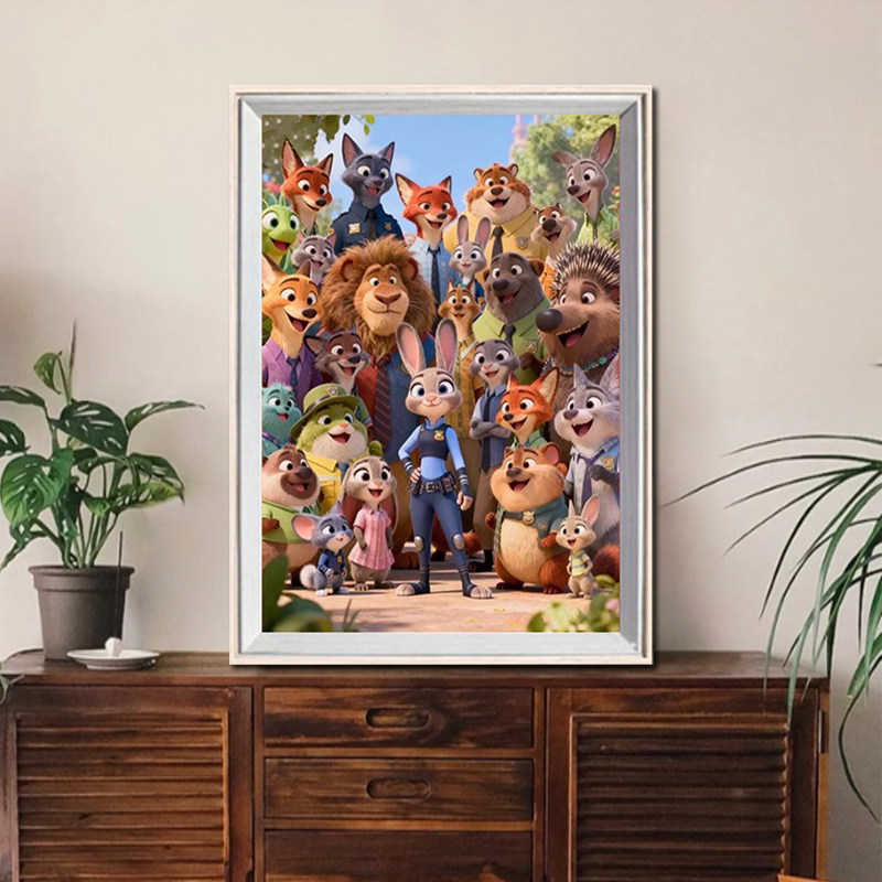 疯狂动物城全家福 钻石画满钻2025新款贴画卡通动漫手工diy粘贴闪,淘宝优惠券,粉丝福利购,淘宝优惠卷