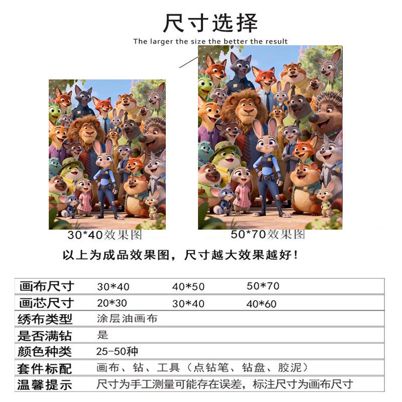 疯狂动物城全家福 钻石画满钻2025新款贴画卡通动漫手工diy粘贴闪,淘宝优惠券,粉丝福利购,淘宝优惠卷