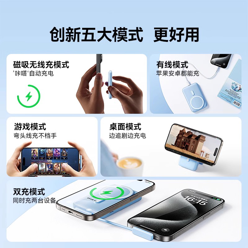 【2024新款】磁吸款无线充电宝适用苹果iphone15promax超薄小巧小米便携magsafe外接电池式正品背夹手机14款