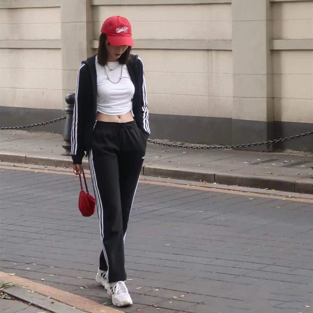 正品adidas阿迪达斯运动裤女裤宽松直筒大码阔腿爆款健身收口长裤,淘宝优惠券,粉丝福利购,淘宝优惠卷