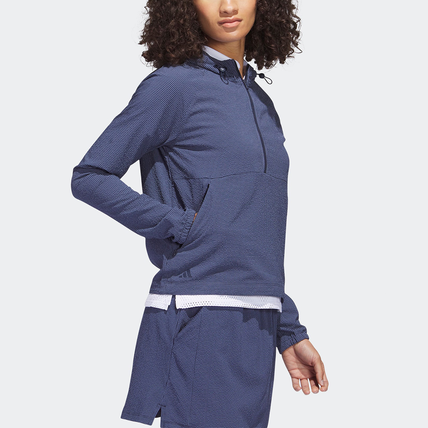 Adidas阿迪达斯卫衣女长袖2023新款高尔夫连帽半开襟运动服HS8971