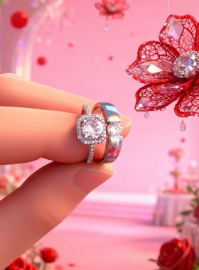 轻奢仿真钻石情侣活口对戒