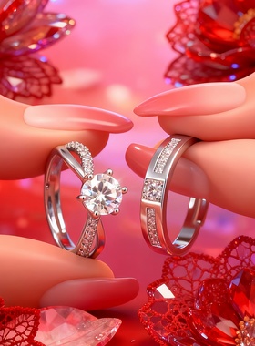 求婚结婚一对超大可调活口对戒