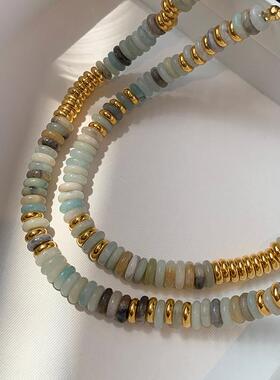 星座彩色琉璃天然石头串珠项链女配饰新款轻奢小众锁骨链颈链