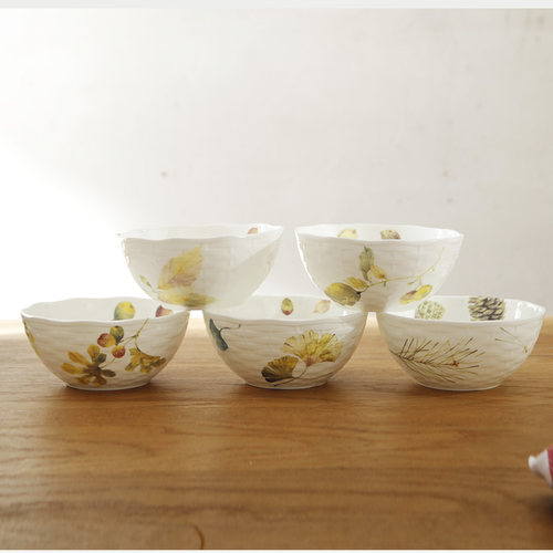 出口骨瓷 秋实系列碗 米饭碗 汤碗 日式碗 zakka 家居餐厅 杂货 - 图1