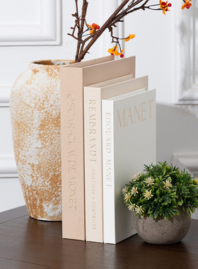 烫金麻布套盒开口盒装饰书摆件样板间拍摄道具书可打开收纳小物件