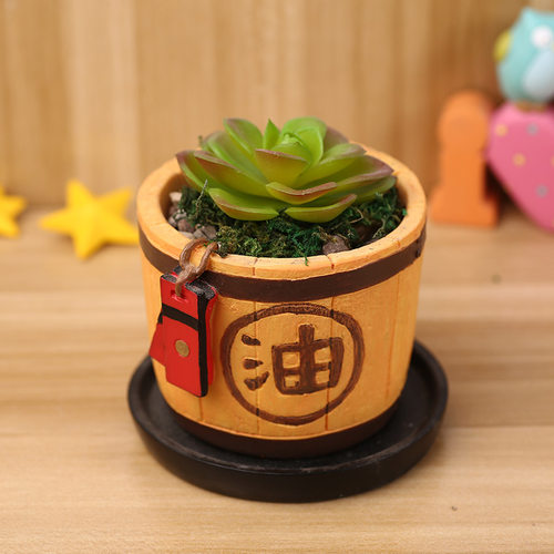 宫崎骏千与千寻龙猫油桶幽灵公主树脂花盆桌面装饰花盆含托盘 - 图0
