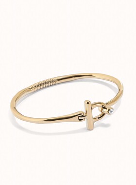 西班牙小众潮牌UNOde50 极简几何手镯镶钻托帕石手工镀银镀金百搭