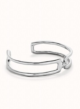 西班牙小众潮牌UNOde50 极简几何手镯镶钻托帕石手工镀银镀金轻奢