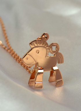 马上有钱项链小马钛钢镀玫瑰金马年本命年锁骨链送女友款式的礼物