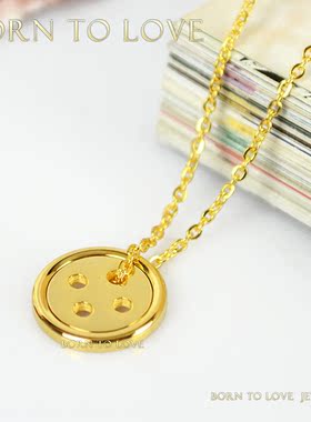 匹诺同款纽扣项链钛钢生日礼物