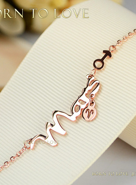 十二星座玫瑰金色钛钢闺蜜项链