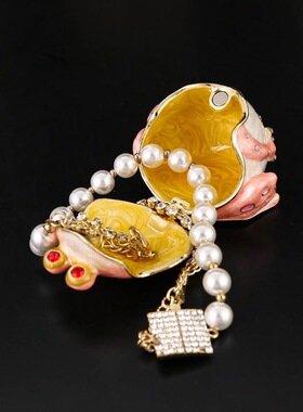 珐琅彩绘大肚青蛙桌面摆件首饰盒