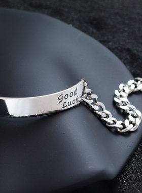 S925纯银重工GoodLuck好运字母手链女小众高级感轻奢百搭手饰