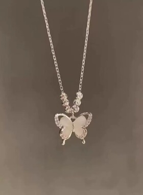 冷淡风冰透猫眼石蝴蝶项链精致高颜值配裙子锁骨链气质锁骨链批发