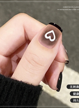 网红奶白透黑色光疗胶美甲店用
