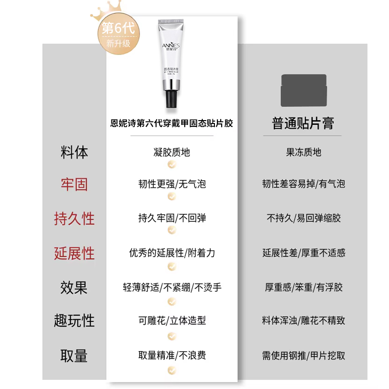 穿戴甲固态贴片凝胶持久牢固不回弹甲片黏合胶水粘合剂美甲店专用