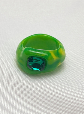 树脂弹力石头戒指百搭时尚气质合金简约欧美风格新款潮CE716