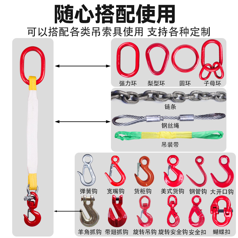 吊带起重吊绳成套吊钩索具行车叉车吊车起重组合钩子吊环米吊装带 - 图0