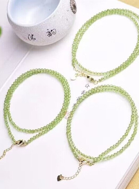 天然橄榄石锁骨链女款饰品
