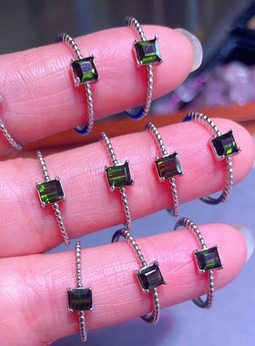 女款s925碧玺戒指活口百搭