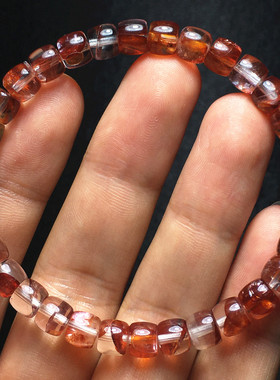 天然红胶花水晶手串飘花直切手链