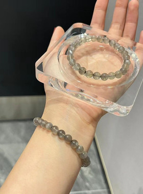 女黑月光单圈银灰色罕见月光石